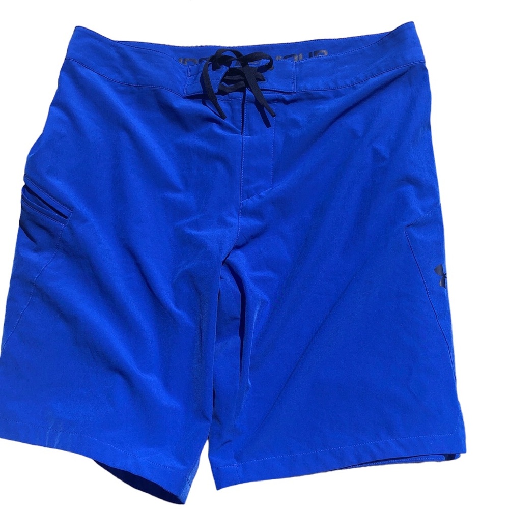UNDER ARMOUR Mens Blue Athletic Athleisure Shorts with SpellOut inside waistband